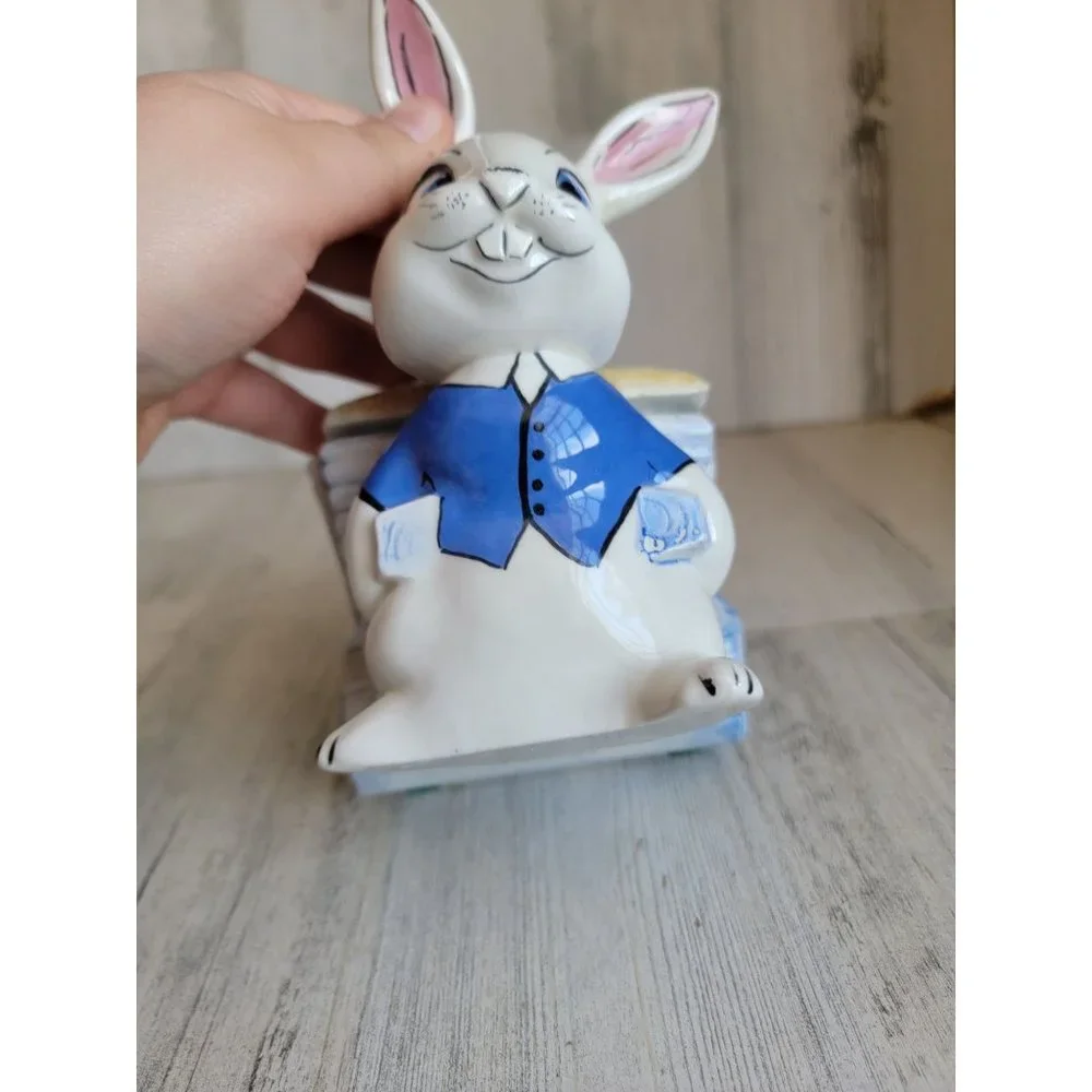 Vintage‎ ceramic Easter Bunny wheelbarrow egg hunt container